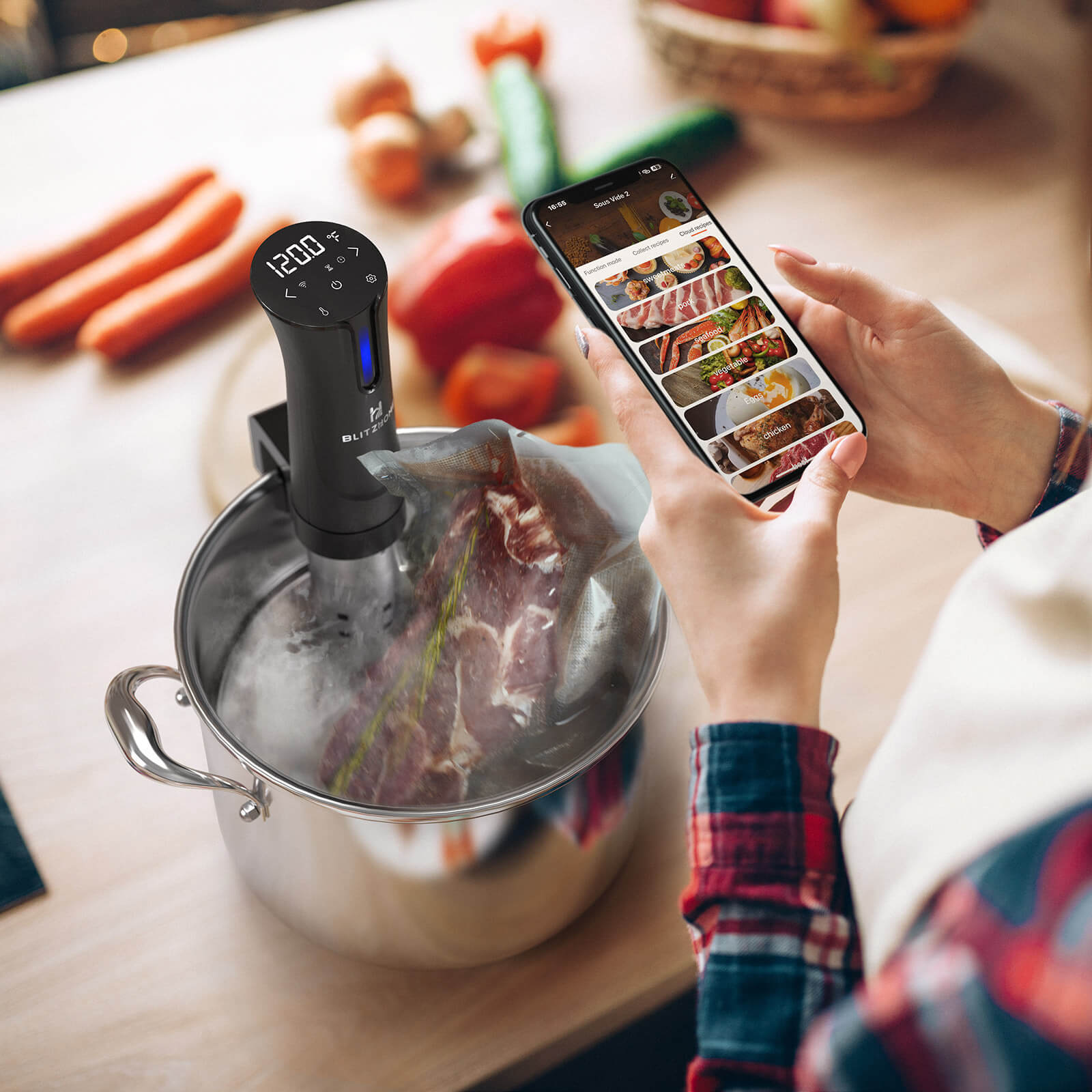 Blitzhome Sous Vide Machine, 1100W Ultra Quiet Cooker – BlitzMax